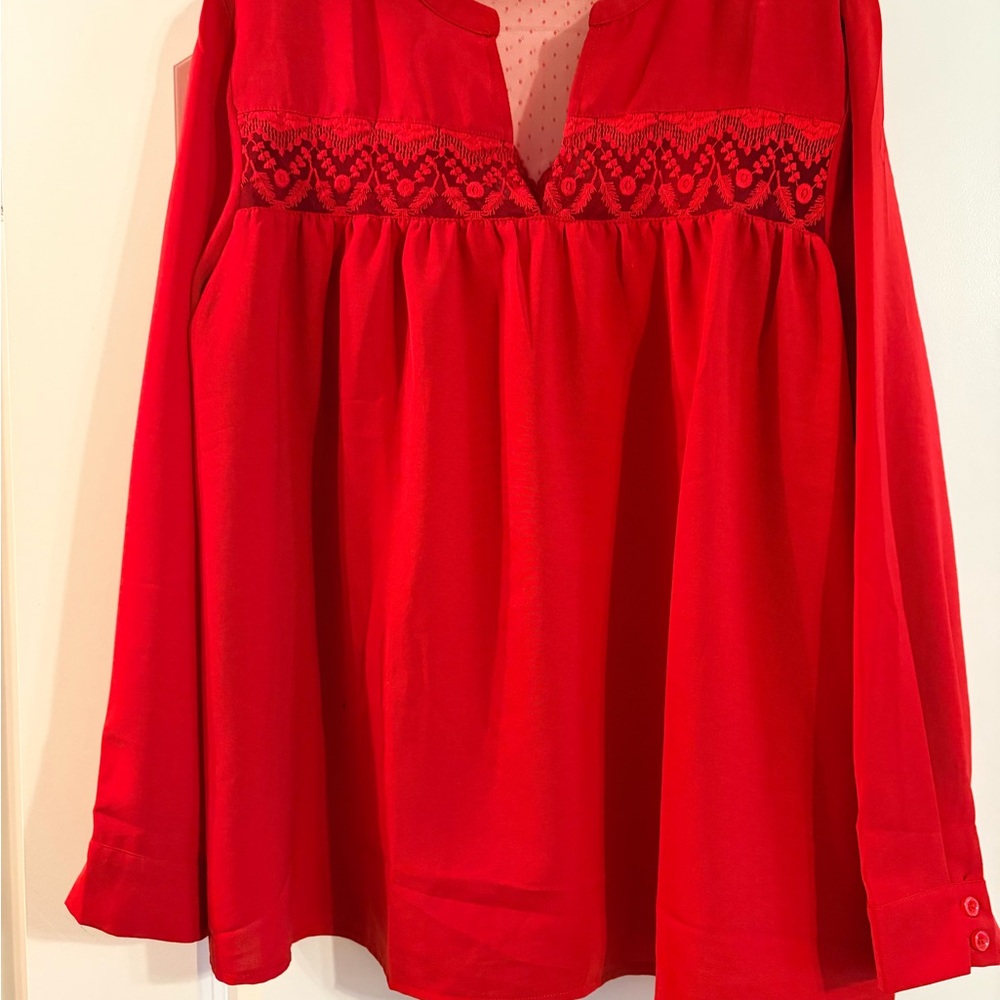 Elegant Red Lace Women's Top